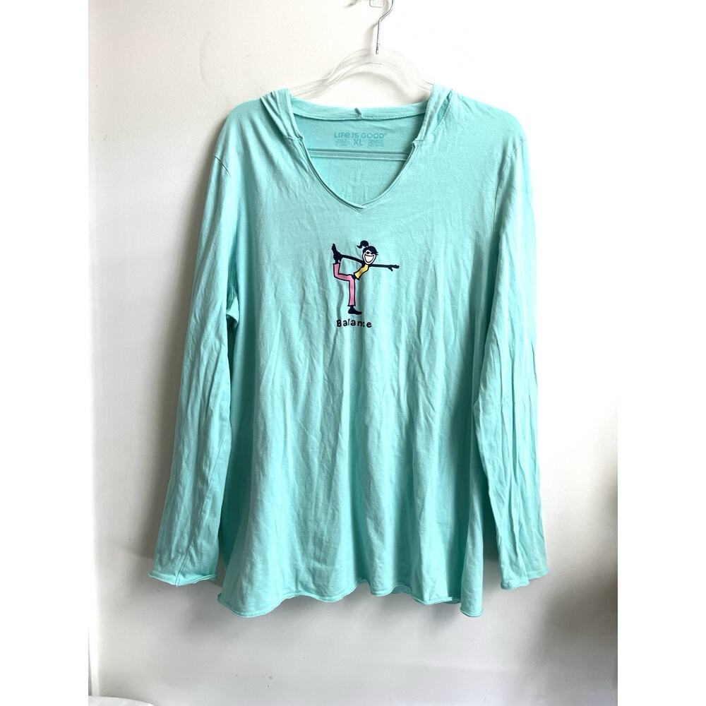 LIFE IS GOOD Women’s Long Sleeve Hooded Tee Balance Jackie Size XL Pullover Top - Picture 4 of 6